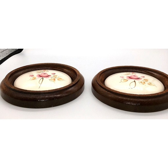 Vintage Set of 2 Homco Lasting Products Ceramic Wall Hanging Rose Hand Painted - Picture 11 of 12